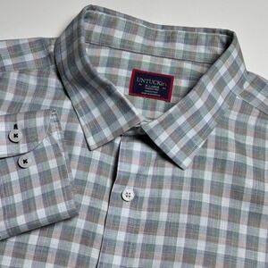 UNTUCKit Giacomo WF Green Gingham Check Mens XL Long Sleeve Button Down Shirt